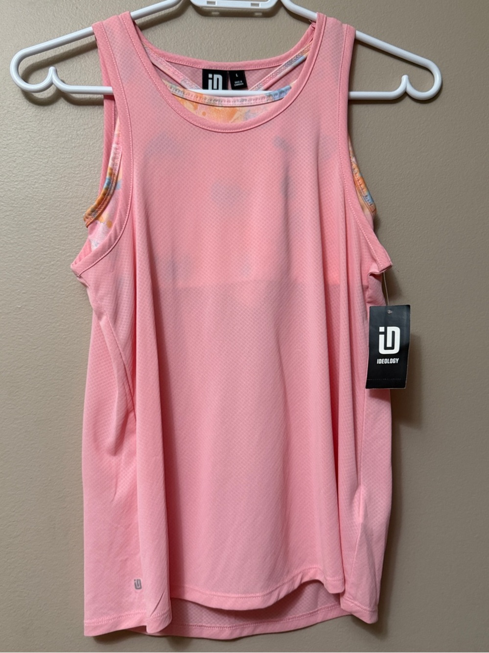 Ideology Pink Tank Top with Multicolor Trim